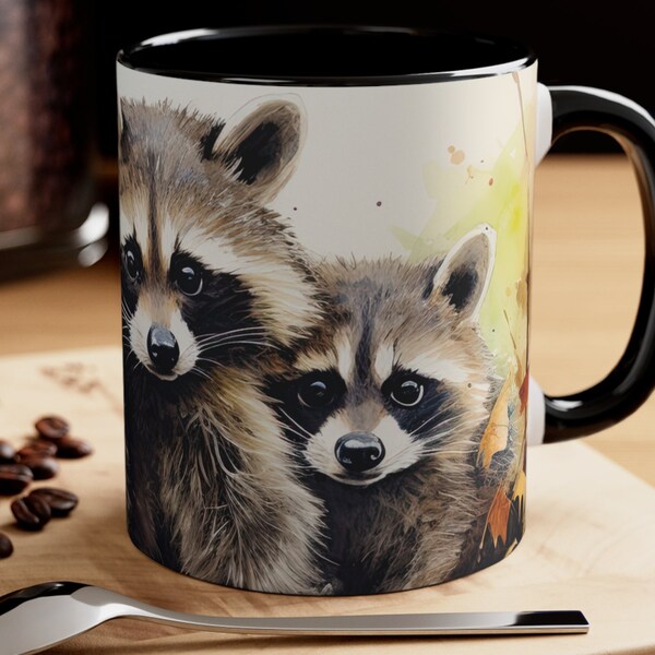 Watercolor Raccoons Coffee Mug, 11 oz.  Raccoon Mug Raccoon Coffee Cup Raccoons Lover Coffee Cup Raccoon Lover Gifts