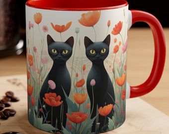 Black Cat Coffee Mug 11 oz.  Black Cat Gift Black Cat Gifts for Women Black Cat Gifts for Him Black Cat Coffee Cup Black Cat Mug