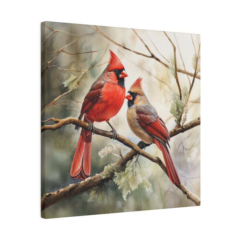 Watercolor Cardinal Canvas Wall Art Cardinal Wall Art Cardinal Office Art Canvas Cardinal Home Decor Wall Art Cardinal Office Decor afbeelding 8