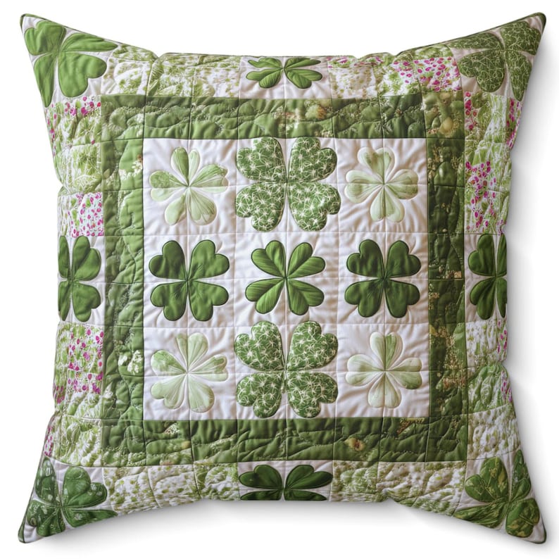 Printed Shamrock Faux Suede Pillow or Pillow Cover Saint Patrick's Day ...