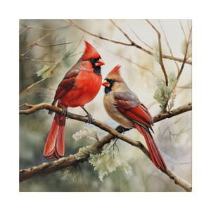 Watercolor Cardinal Canvas Wall Art Cardinal Wall Art Cardinal Office Art Canvas Cardinal Home Decor Wall Art Cardinal Office Decor afbeelding 7