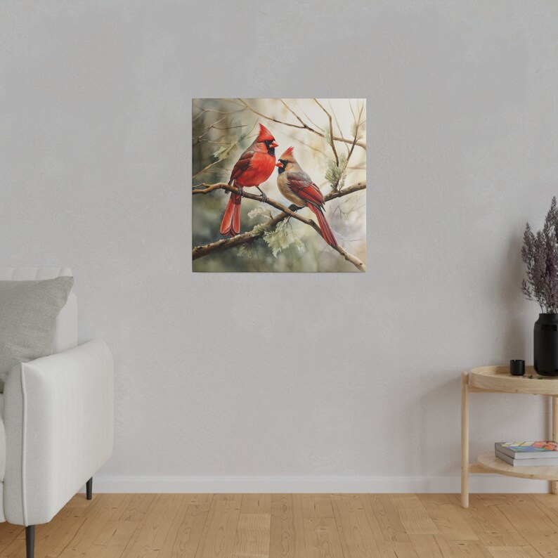 Watercolor Cardinal Canvas Wall Art Cardinal Wall Art Cardinal Office Art Canvas Cardinal Home Decor Wall Art Cardinal Office Decor afbeelding 5