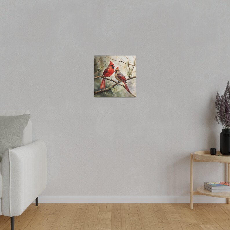 Watercolor Cardinal Canvas Wall Art Cardinal Wall Art Cardinal Office Art Canvas Cardinal Home Decor Wall Art Cardinal Office Decor afbeelding 9