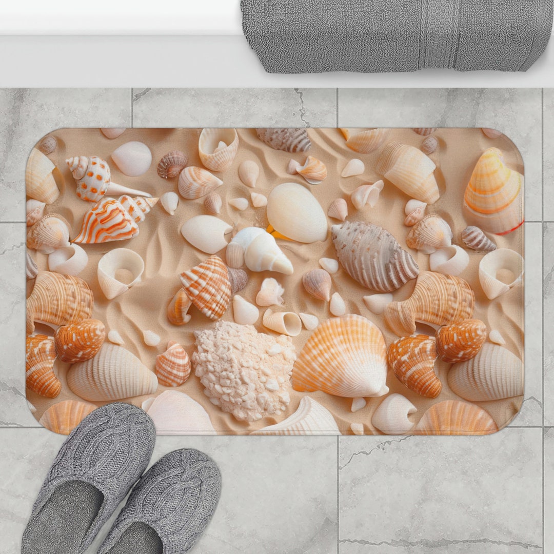 Sea Shell Bath Mat Seashell Home Decor Sea Shell Cabin Decor Seashell