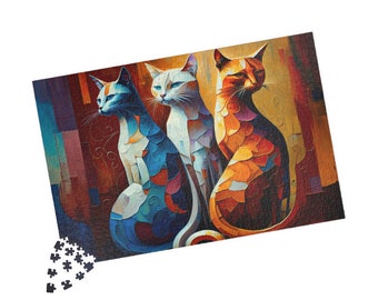 Abstract Cats Puzzle (110, 252, 500, 1014-piece) Abstract Cats Gift, Cat Lover Gift, Abstract Cats Gift Idea, Cat Puzzle for Adults