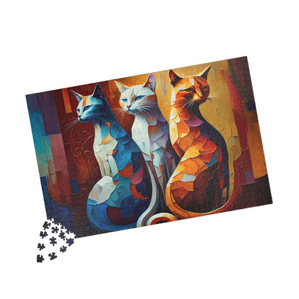 Abstract Cats Puzzle (110, 252, 500, 1014-piece) Abstract Cats Gift, Cat Lover Gift, Abstract Cats Gift Idea, Cat Puzzle for Adults