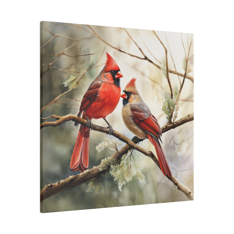 Watercolor Cardinal Canvas Wall Art Cardinal Wall Art Cardinal Office Art Canvas Cardinal Home Decor Wall Art Cardinal Office Decor afbeelding 4
