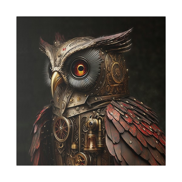 Steampunk Owl Canvas Steampunk Owl Wall Art Steampunk Owl Office Art Canvas Owl Home Decor Wall Art Owl Wall Art Steampunk Owl Print