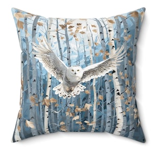 Owl Faux Suede Pillow Snowy Owl Pillow Snowy Owl Gift Owl Decor Gifts for Her Owl Home Decor Gift Owl Throw Pillow  Owl Watercolor Pillow