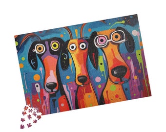 Abstract Dogs Puzzle (110, 252, 500, 1014-piece) Abstract Dog Gift, Dog Lover Gift, Abstract Dog Gift Idea, Dog Puzzle, Dog Jigsaw Puzzle