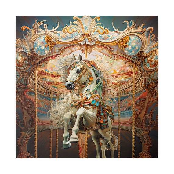 CANVAS Carousel: Fancy Horse in Natural**ALMOST GONE** CANVAS Carousel: Fancy Horse in Natural**ALMOST GONE**