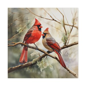 Watercolor Cardinal Canvas Wall Art Cardinal Wall Art Cardinal Office Art Canvas Cardinal Home Decor Wall Art Cardinal Office Decor afbeelding 10
