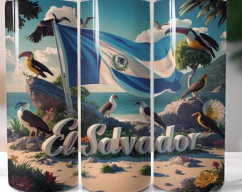 El Salvador Flag Tumbler Wrap: 20 oz Skinny Sublimation (Digital Download)