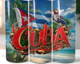 Cuba Flag Tumbler Wrap PNG: 20 oz Skinny Sublimation Design (Digital Download)