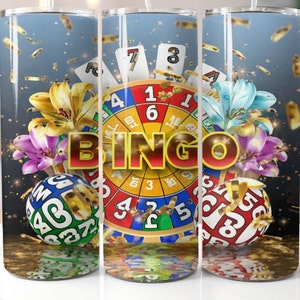 Bingo Tumbler Wrap PNG: 20oz Skinny Sublimation Design (Digital Download)