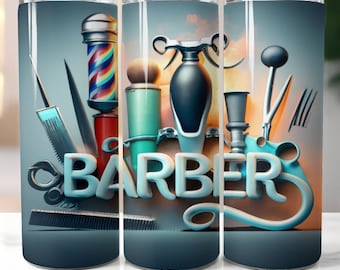 Barber Tumbler Sublimation Design: Barbershop Gift (Digital Download)