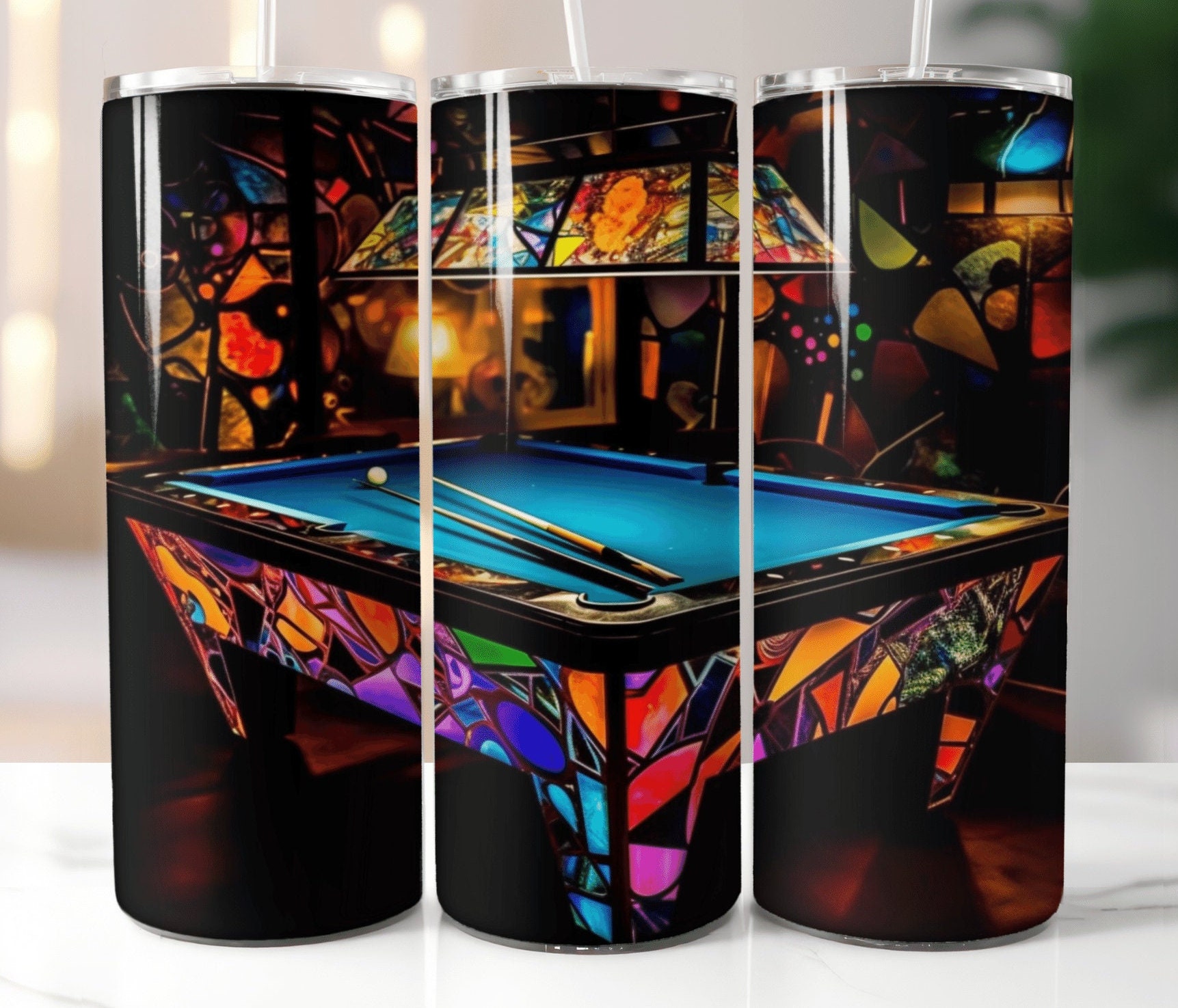Billiard, Pool Table, Retro Lounge Billiard Table, 70's Vibe , Neon