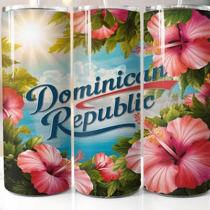 20 oz Skinny Tumbler Design, Dominican Republic, Hispaniola, República Dominicana, Sublimation, Tumbler Wrap.