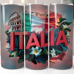 Italy Tumbler Sublimation Design: Italia 20 oz Skinny Wrap (Digital Download)