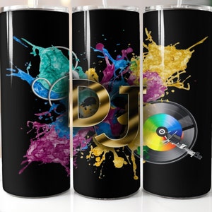 DJ Tumbler Wrap Seamless Grungy Rustic Music Tumbler Template para downloads de designs de sublimação masculinos - Design skinny de 20 onças
