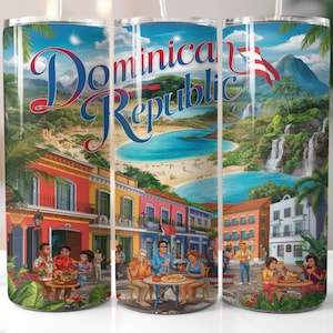 Dominikanische Republik Becher Design: Floral Flagge PNG (Digital Download)