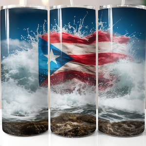 Puerto Rico 20 oz vaso flaco png, Puerto Rico vaso envoltura png, diseños de vaso de 20 oz, bandera de Puerto Rico png, vaso png descargar