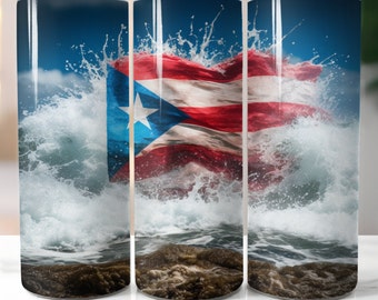 Puerto Rico Flag Tumbler Wrap PNG: 20oz Skinny Tumbler (Digital Download)