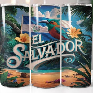 El Salvador Tumbler Wrap | El Salvador Tumbler Design | 20oz Sublimation Tumbler | PNG Straight Skinny Tumbler |Sublimation Design | Digital