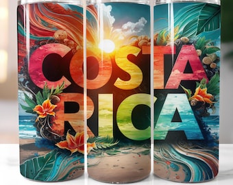 Costa Rica Floral Tumbler Design: 20oz Skinny Sublimation (Digital Download)