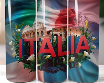 Italien Becher Sublimationsdesign: Italienische Flagge, Kolosseum (Digitaler Download)