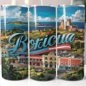 Puerto Rico Tumbler Wrap png with Boricua Design. Great Puerto Rican Gift. Boricua Pride 20oz Tumbler Wrap png.