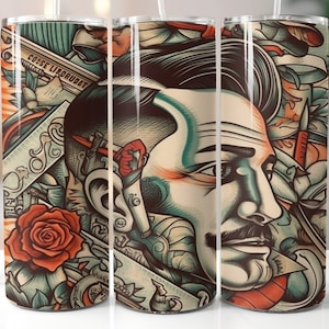 Barber Tattoo Tumbler Wrap: 20oz Sublimation Design (Digital Download)