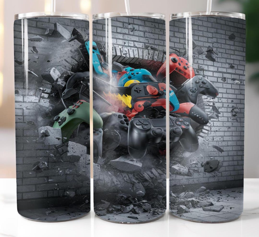 Gaming Controller Tumbler Wrap: 20 Oz Skinny Sublimation Design (PNG ...