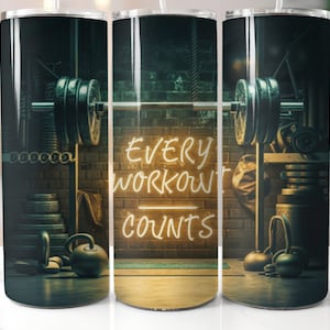 Fitness Tumbler Wrap: Gym Motivational Quote Sublimation Design (Digital Download)