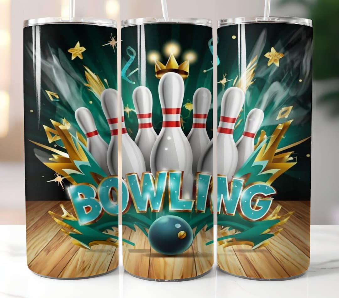 Bowling 20 Oz Skinny Tumbler PNG Bowling Tumbler Gift Bowling Tumbler
