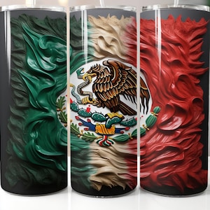 Mexican flag 20 oz skinny tumbler sublimation design Patriotioc digital PNG Straight wrap Waterslide download