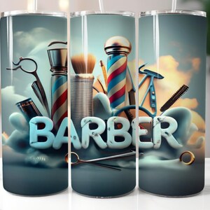 Barber Tumbler Sublimation Design: Barbershop PNG (Digital Download)