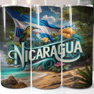 Nicaragua Flag Tumbler Design, 20oz Skinny Tumbler Wrap, Tumbler, PNG Digital Download, Great for Sublimation or Wraps, Liquor, Nicaraguan
