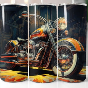 Vintage Motorrad 20 oz Skinny Tumbler, Sublimationsentwürfe, Motorrad Tumbler Wrap PNG, digitaler Download