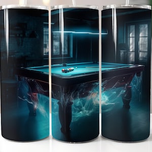 Retro Billiard Table 20oz Tumbler Wrap: Neon Lounge Design (Digital Download)