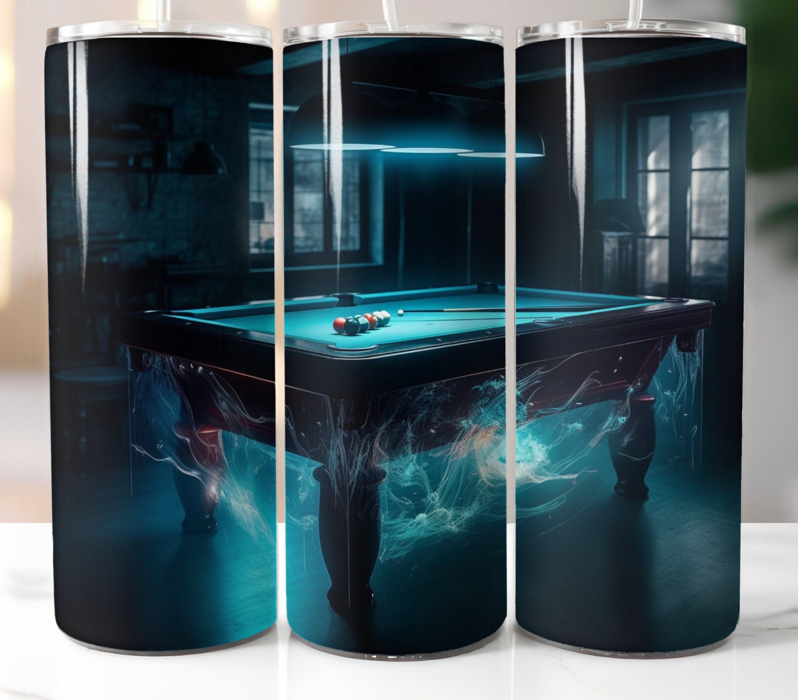 Billiard, Pool Table, Retro Lounge Billiard Table, 70's Vibe , Neon