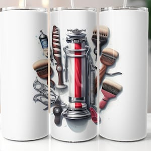 Barber Tumbler Design: Barbershop Tools 20oz Skinny Tumbler (PNG Digital Download)
