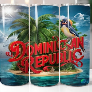 Dominikanische Republik Becher Design: Floral Flagge PNG (Digital Download)