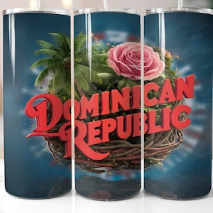 Dominikanische Republik Blumenbecher Design: 20 Unzen Skinny Sublimation (Digitaler Download)