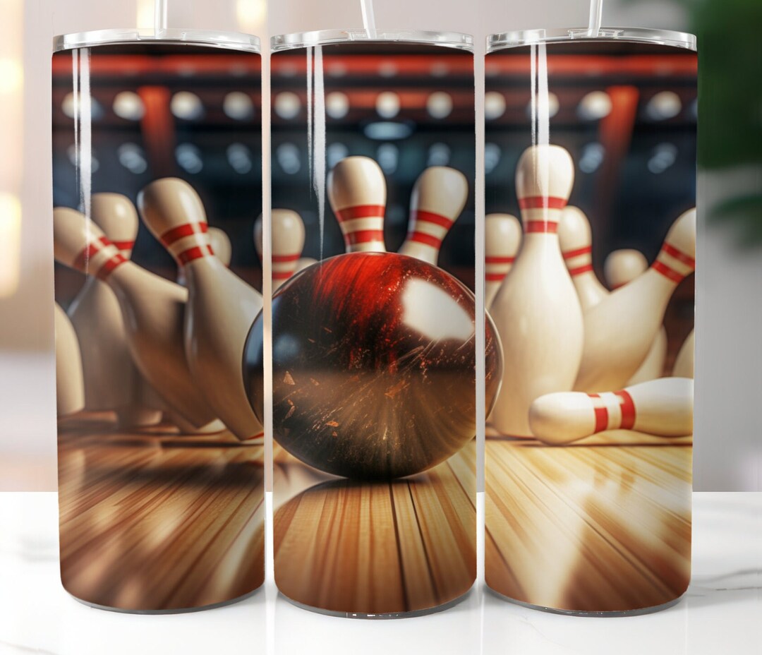 Bowling Tumbler Wrap PNG, Bowling 20 Oz Skinny Tumbler Wrap Sublimation
