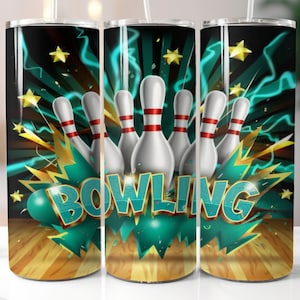 Bowling Tumbler Wrap: 20 oz Skinny Sublimation Design (PNG, Instant Download)