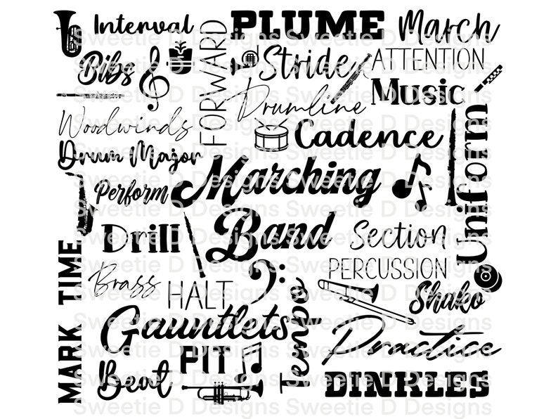 Marching Band Tumbler Png Marching Band Words Tumbler Png Etsy