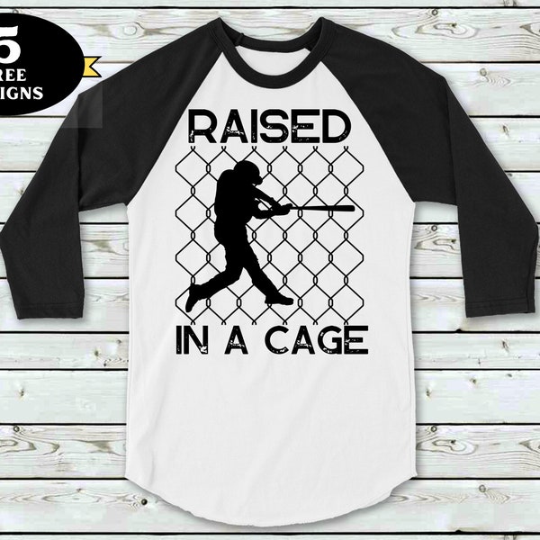 Funny baseball png, Raised in a Cage png, baseball sublimation design, baseball player shirt png, funny baseball player png