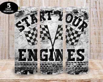 Racing Tumbler, Start Your Engines Racing Tumbler png, Grunge Racing 20oz Tumbler Wrap png
