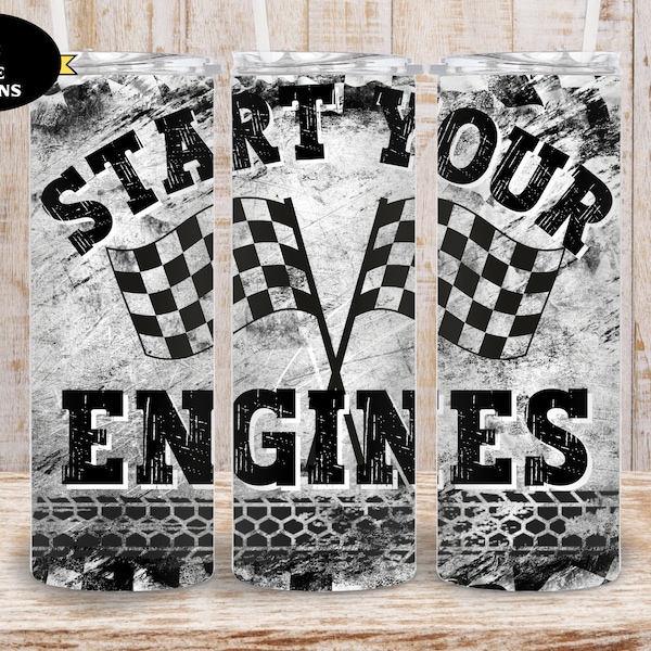 Racing Tumbler, Start Your Engines Racing Tumbler png, Grunge Racing 20oz Tumbler Wrap png